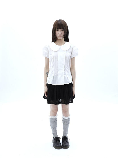 ang project Vintage Jacquard Embroidered Pleated Elastic Waist Women&