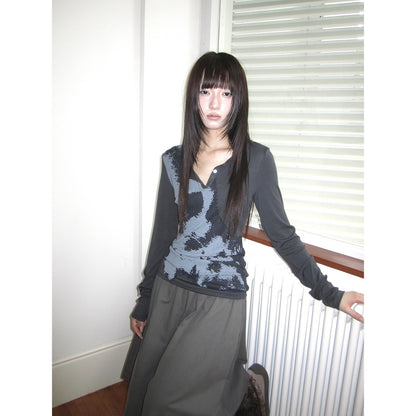ang_project_Vintage_Korean_Print_Half_Open_Neck_Pullover_Women&
