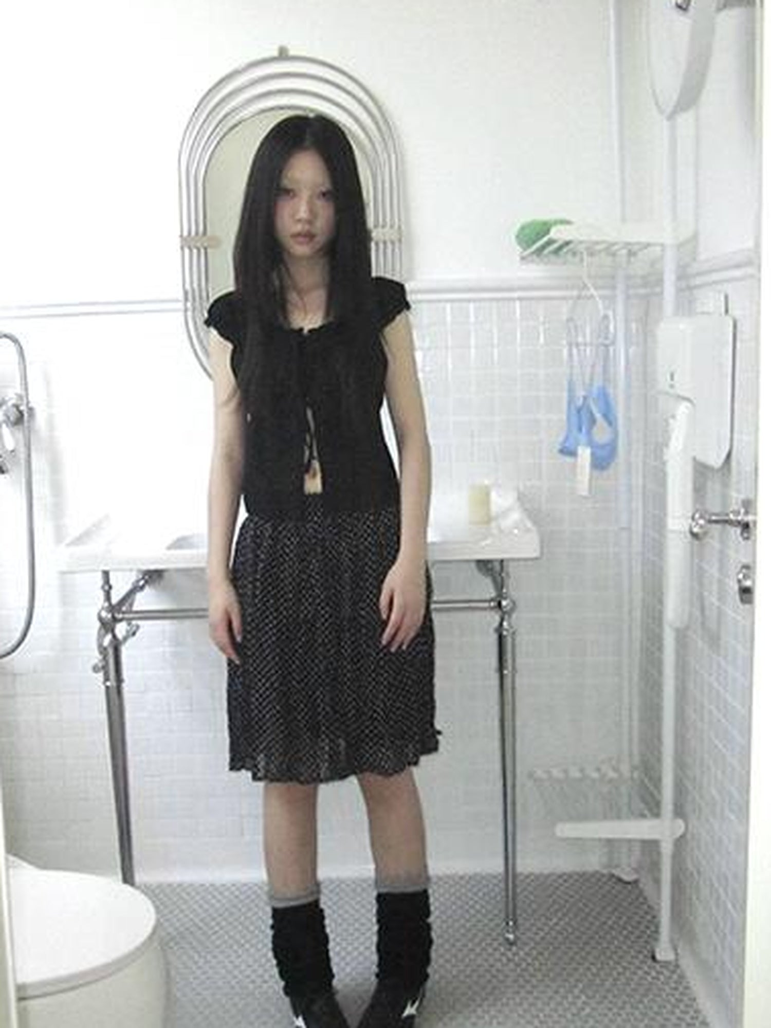 ang project Vintage Korean Summer Layered Hollow Out Tie Crop Top