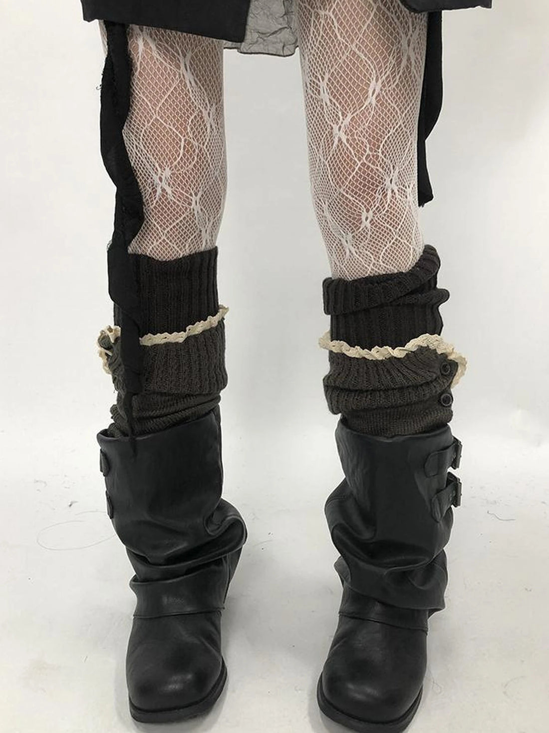 Vintage Lace Button Bubble Socks Leg Warmers Set