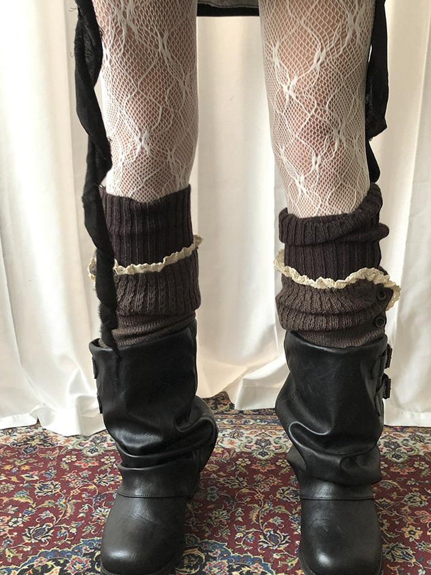 ang project Vintage Lace Button Bubble Socks Leg Warmers Set