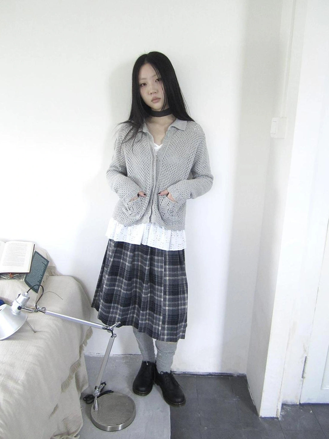 ang project Vintage Lace Collar Button Front Knit Cardigan Cardigan