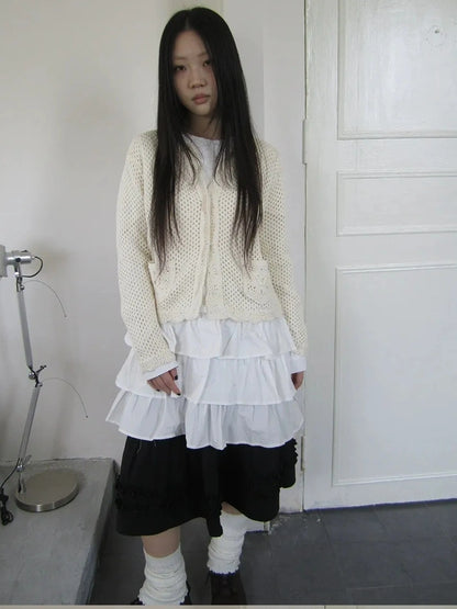 ang project Vintage Lace Collar Button Front Knit Cardigan Cardigan