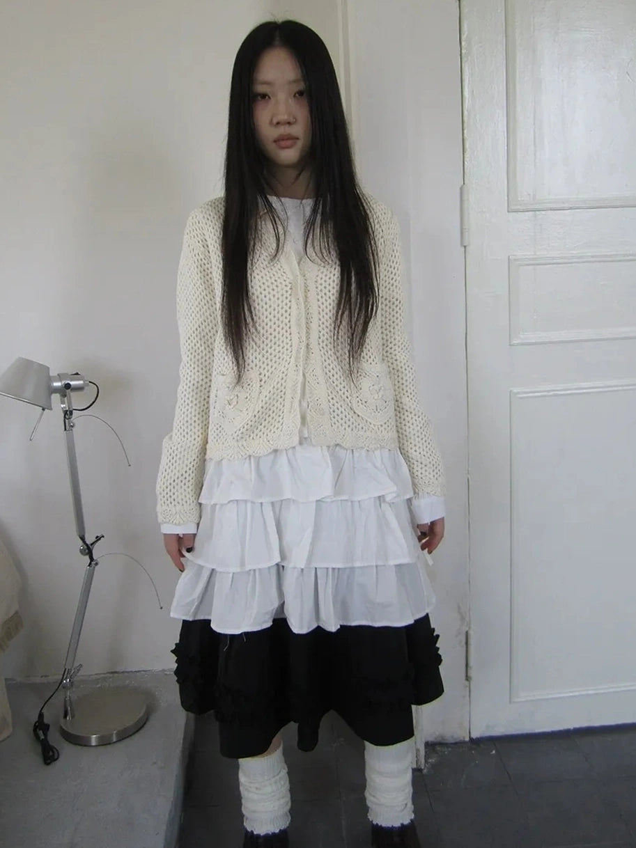 ang project Vintage Lace Collar Button Front Knit Cardigan Cardigan