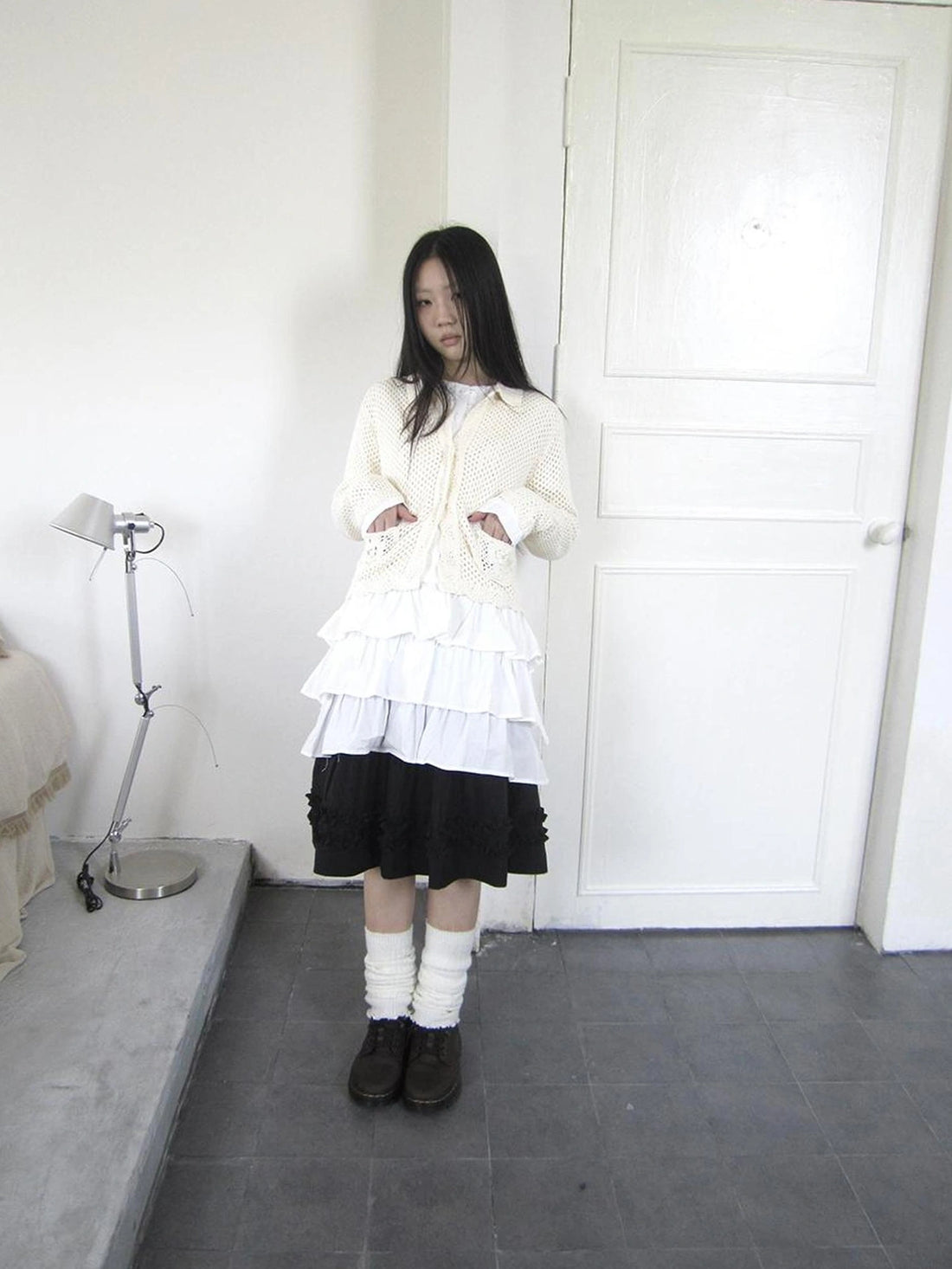 ang project Vintage Lace Collar Button Front Knit Cardigan Cardigan