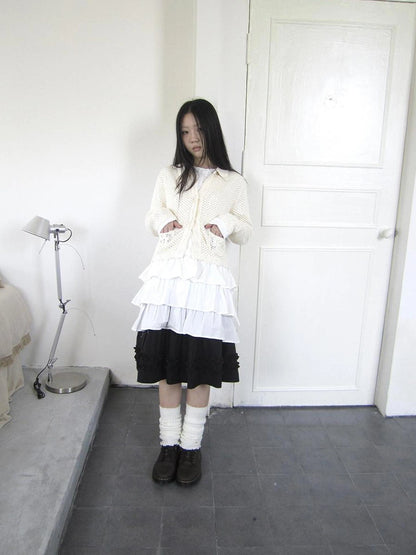 ang project Vintage Lace Collar Button Front Knit Cardigan Cardigan