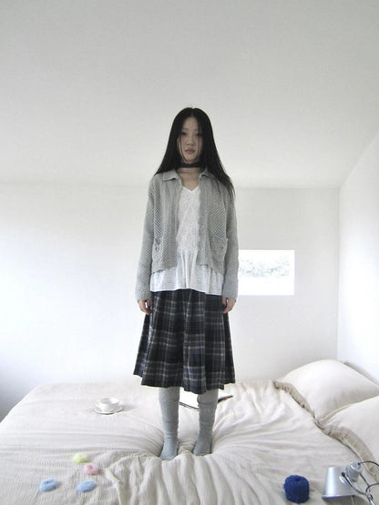 ang project Vintage Lace Collar Button Front Knit Cardigan Cardigan