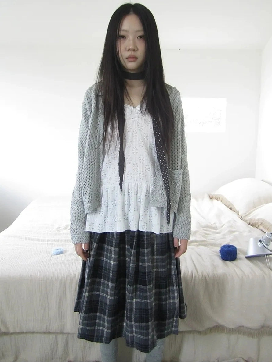 ang project Vintage Lace Collar Button Front Knit Cardigan Cardigan