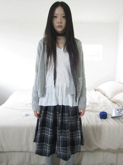 ang project Vintage Lace Collar Button Front Knit Cardigan Cardigan