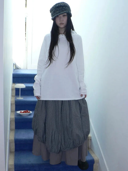 ang project Vintage Lace Collar Oversized Long Sleeve Tee T-shirt