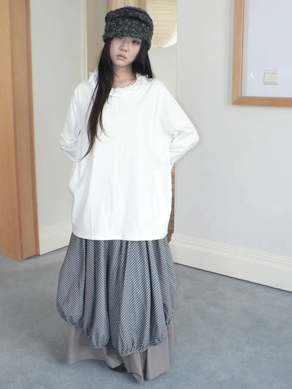 ang project Vintage Lace Collar Oversized Long Sleeve Tee T-shirt