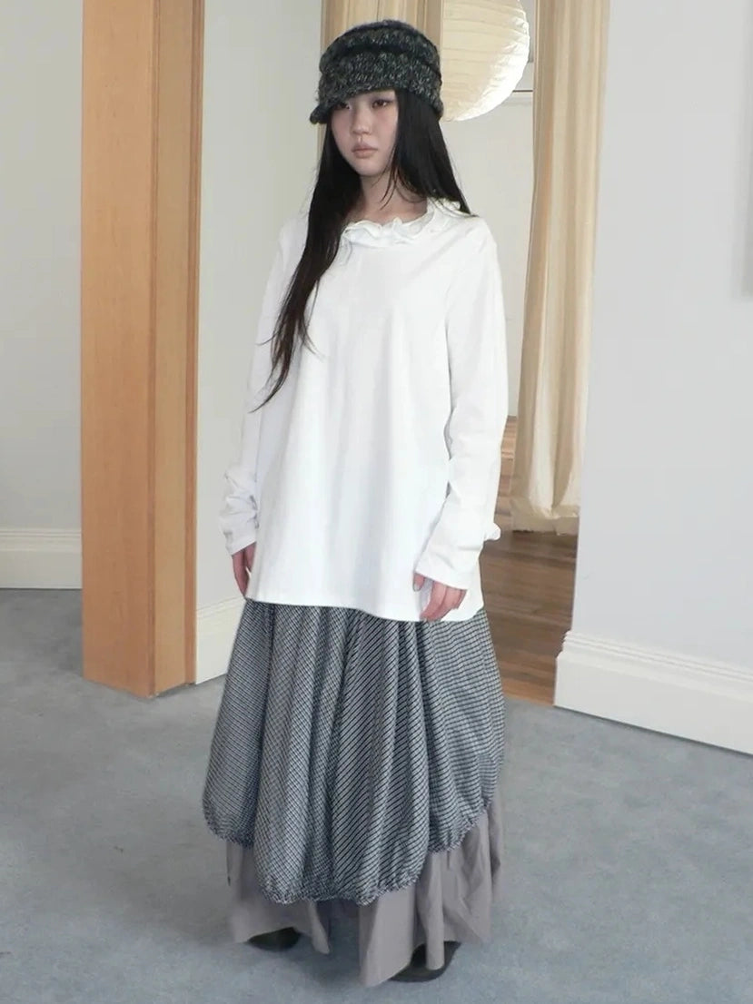 ang project Vintage Lace Collar Oversized Long Sleeve Tee T-shirt