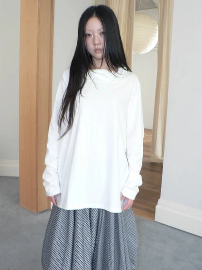 ang project Vintage Lace Collar Oversized Long Sleeve Tee T-shirt