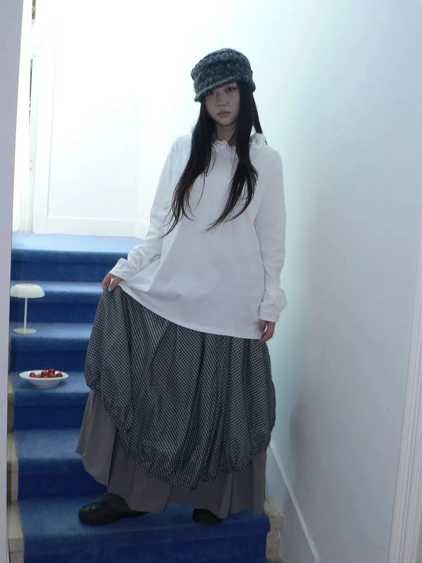 ang project Vintage Lace Collar Oversized Long Sleeve Tee T-shirt