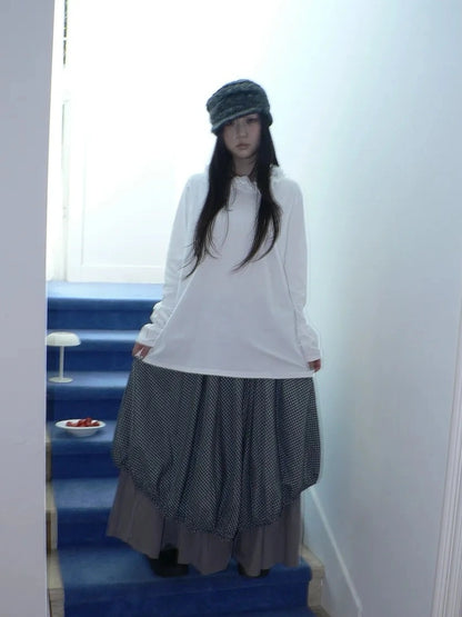 ang project Vintage Lace Collar Oversized Long Sleeve Tee T-shirt