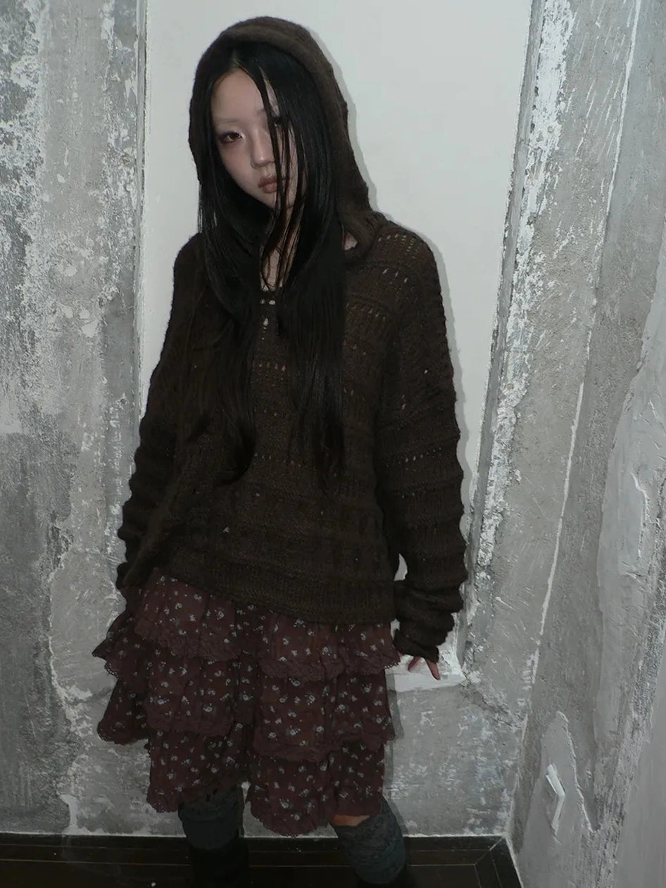 ang project Vintage Lace Crochet Hooded Crop Sweater Cardigan