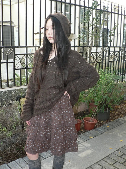 ang project Vintage Lace Crochet Hooded Crop Sweater Cardigan