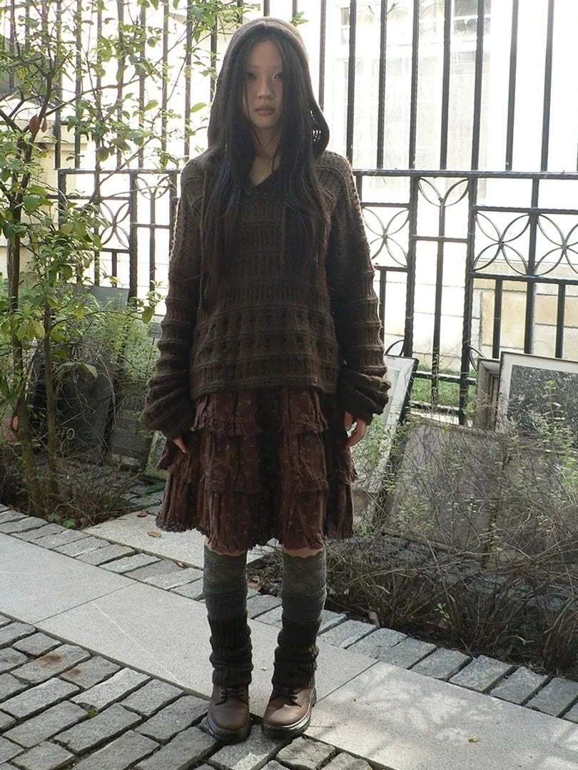 ang project Vintage Lace Crochet Hooded Crop Sweater Cardigan