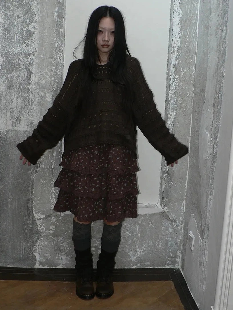 Vintage Lace Crochet Hooded Sweater Cardigan