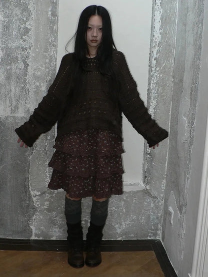 Vintage Lace Crochet Hooded Sweater Cardigan