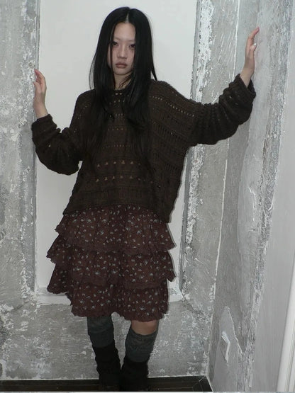 Vintage Lace Crochet Hooded Sweater Cardigan