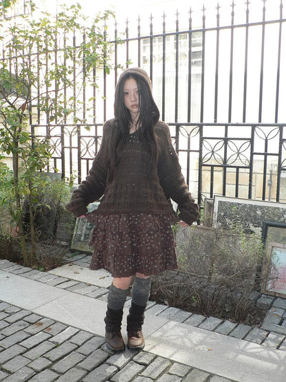 Vintage Lace Crochet Hooded Sweater Cardigan