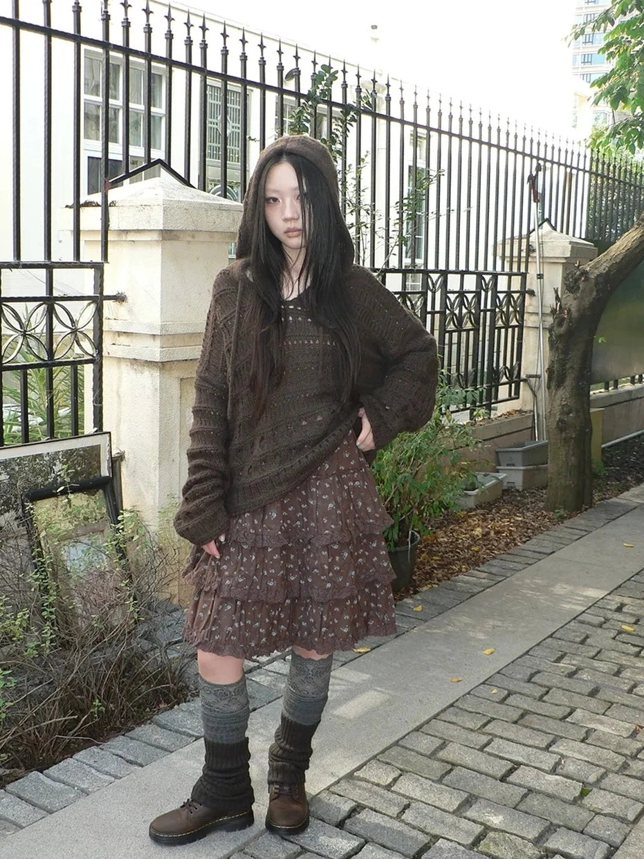 Vintage Lace Crochet Hooded Sweater Cardigan