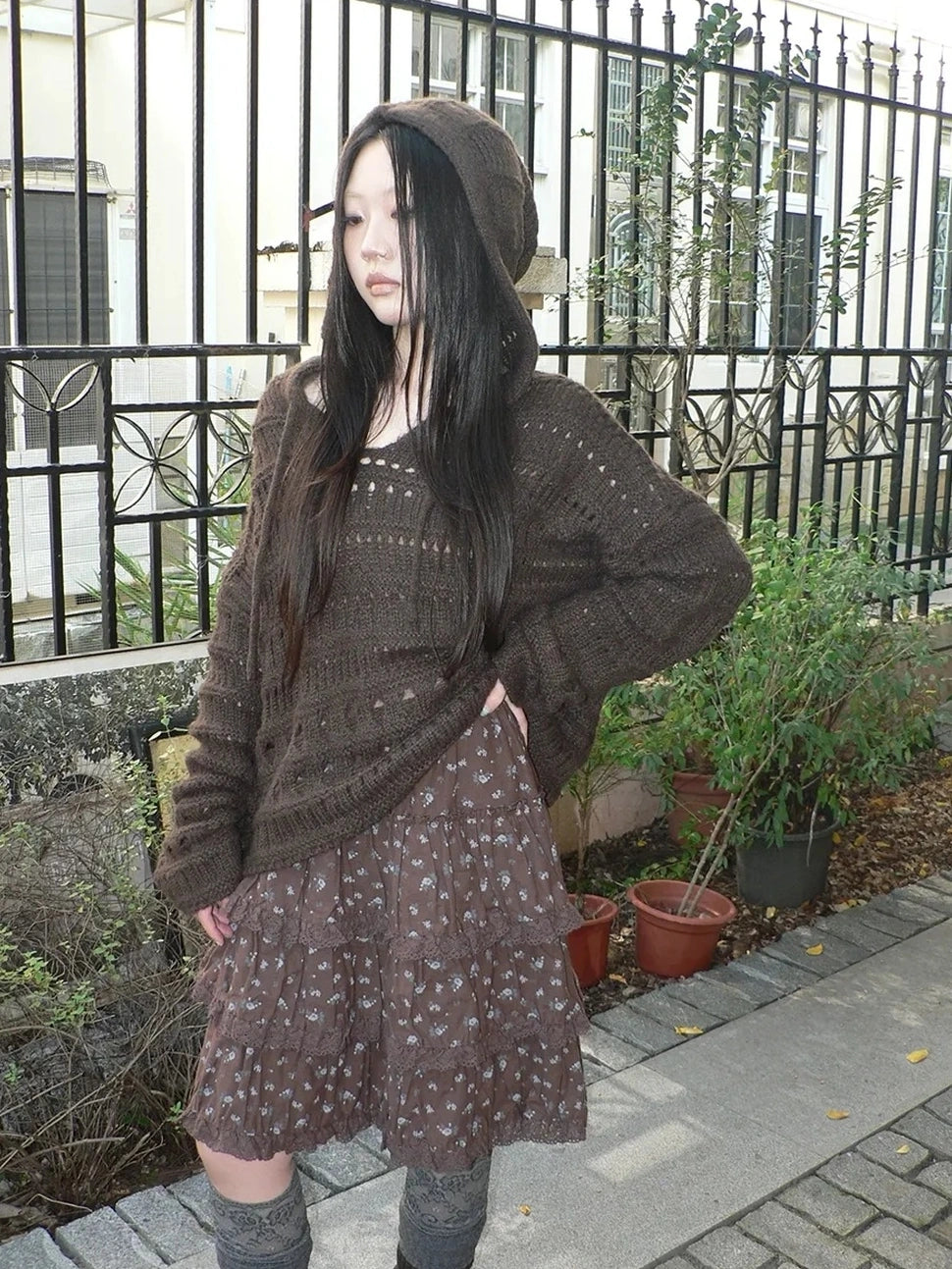 Vintage Lace Crochet Hooded Sweater Cardigan