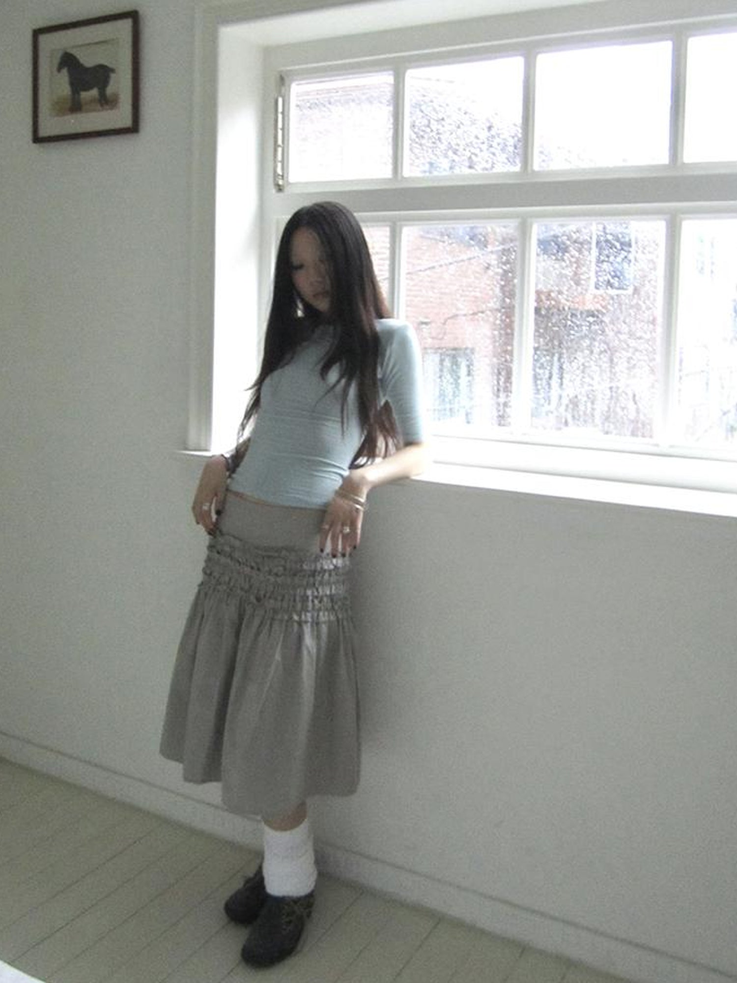 ang project Vintage Lace Edge Ruffle A Line Midi Skirt