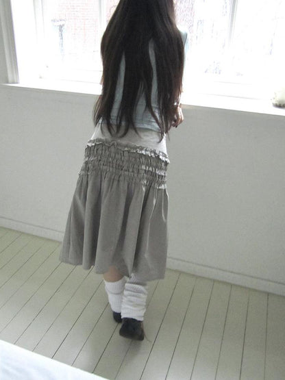 ang project Vintage Lace Edge Ruffle A Line Midi Skirt