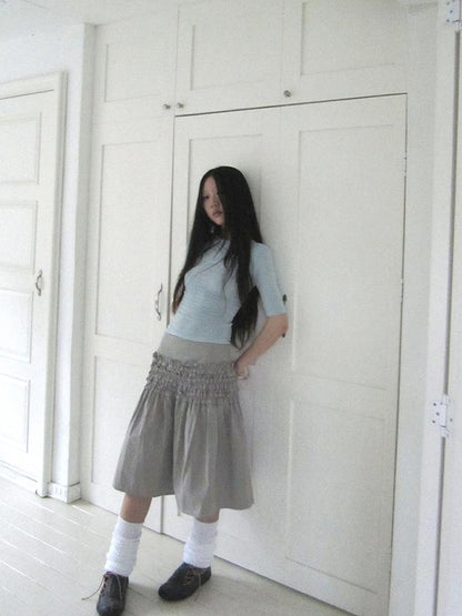 ang project Vintage Lace Edge Ruffle A Line Midi Skirt