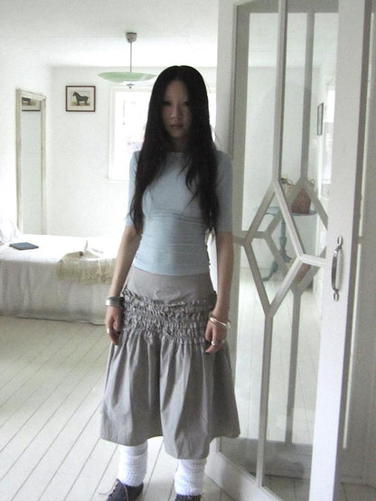 ang project Vintage Lace Edge Ruffle A Line Midi Skirt