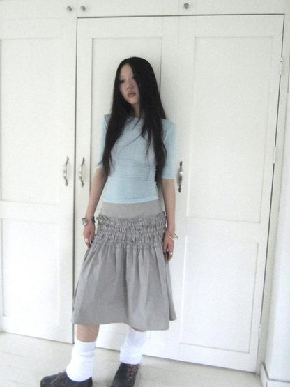 ang project Vintage Lace Edge Ruffle A Line Midi Skirt