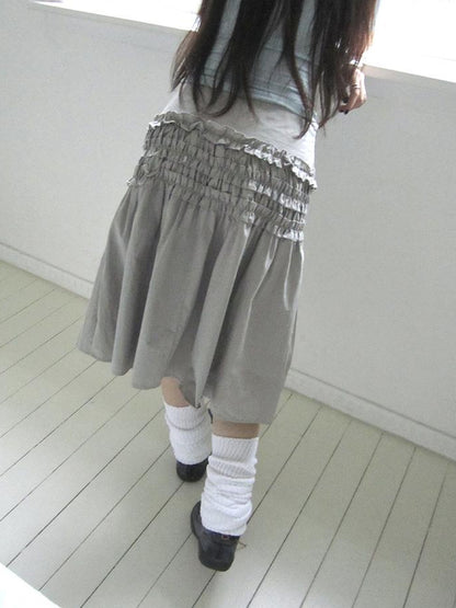 ang project Vintage Lace Edge Ruffle A Line Midi Skirt