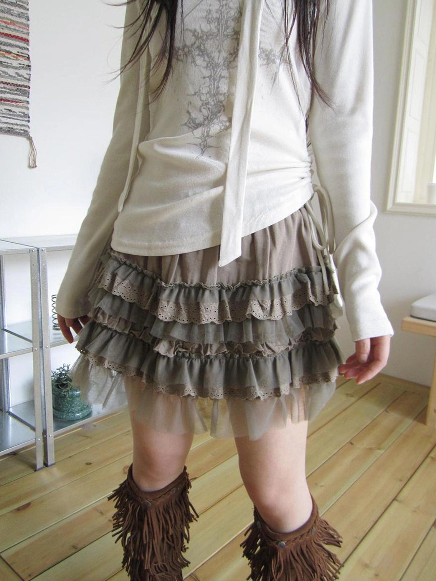 ang project Vintage Lace Tiered Cake Mini Skirt Skirt