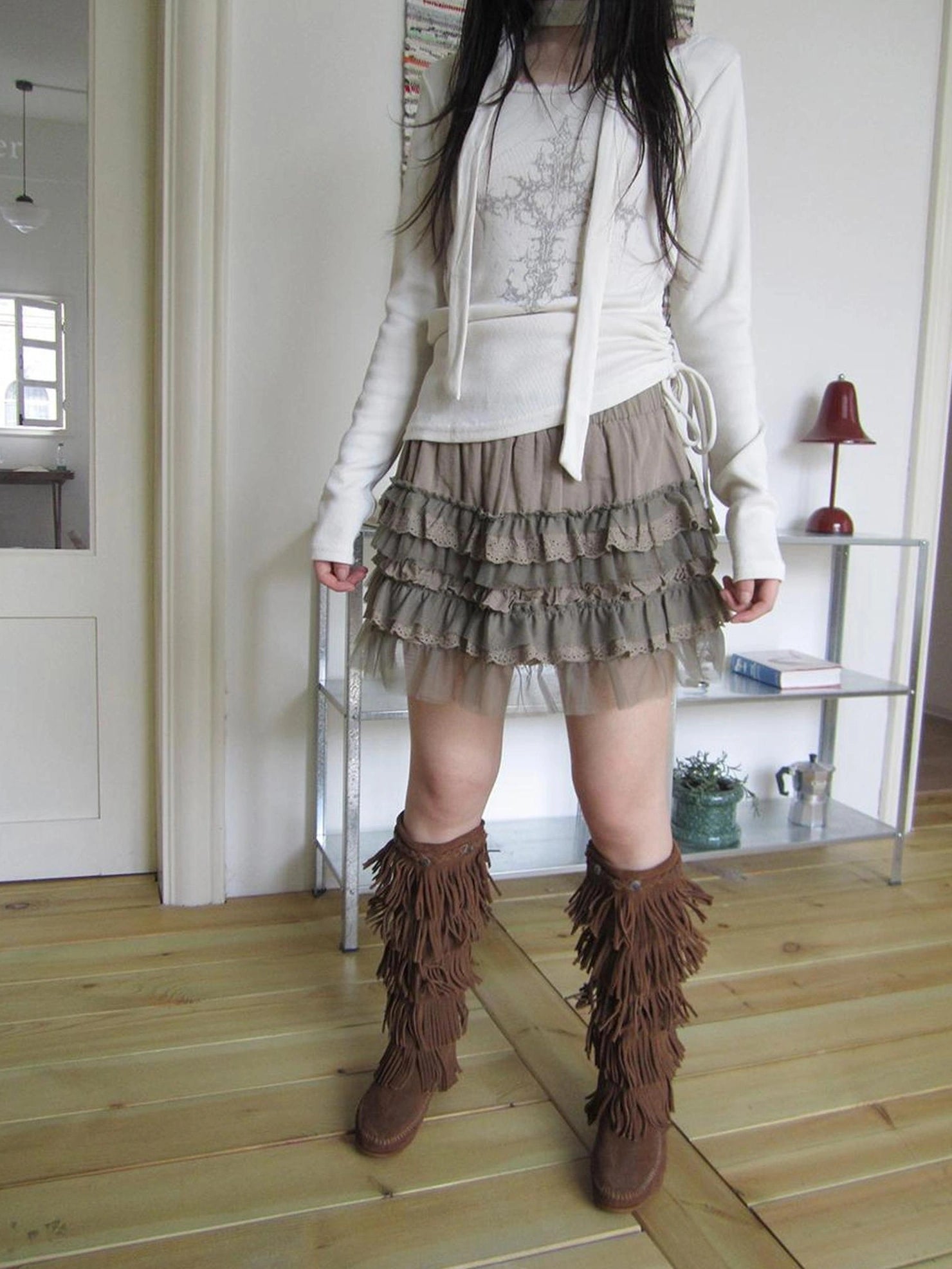 ang project Vintage Lace Tiered Cake Mini Skirt Skirt