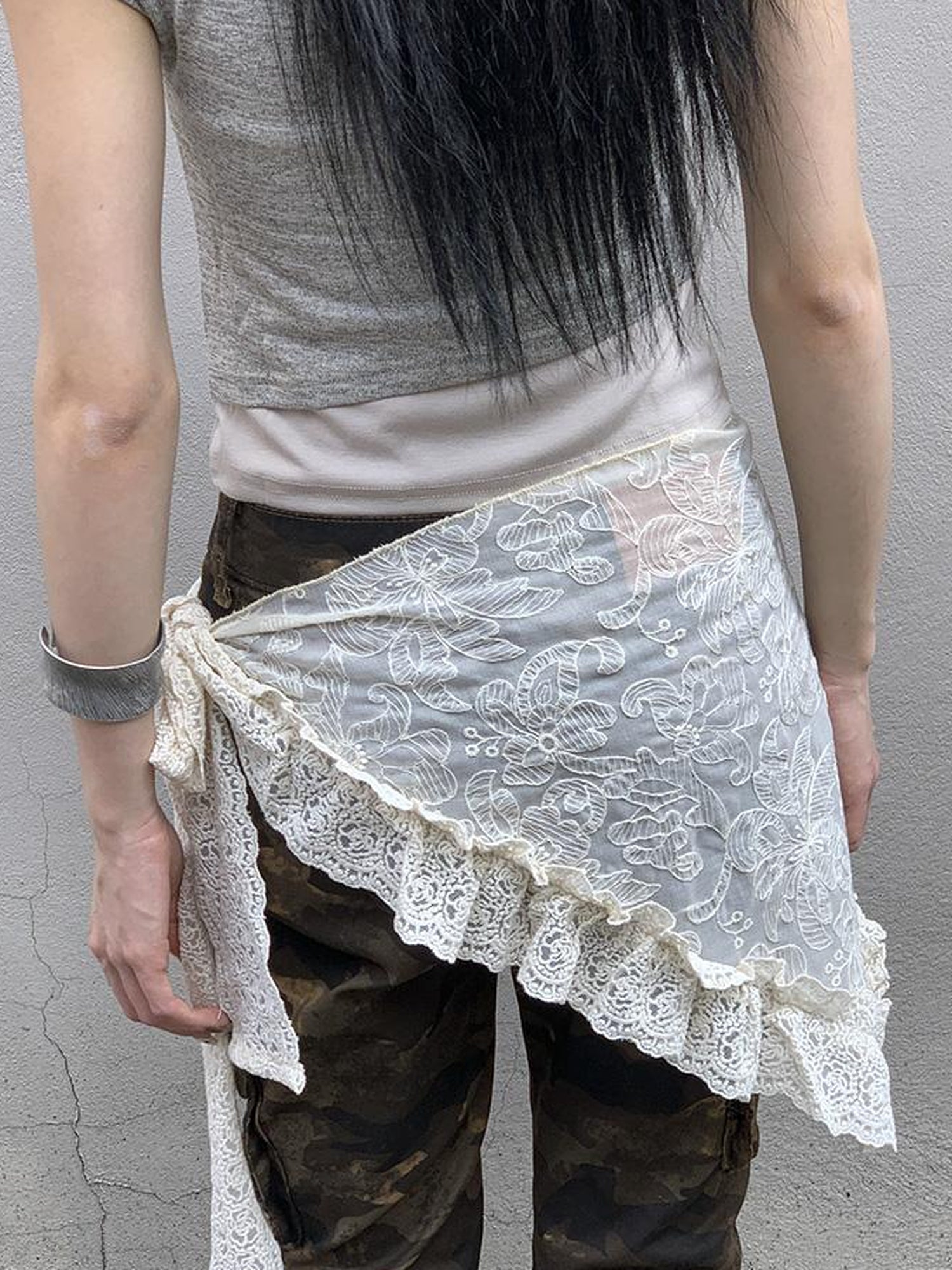 ang project Vintage Lace Trim Bandana Scarf Wrap