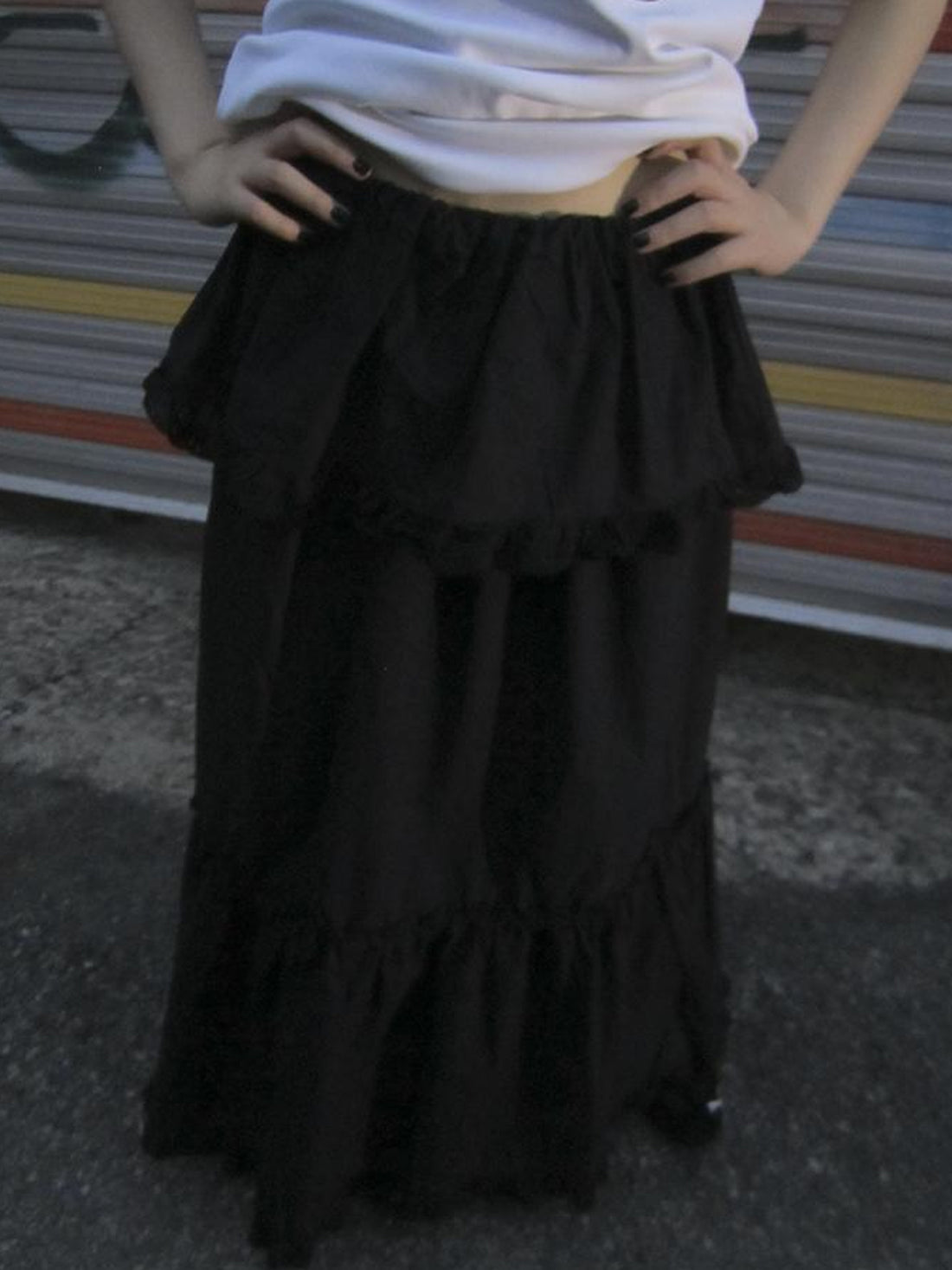 ang project Vintage Lace Trim Ruffle Tiered Midi Skirt