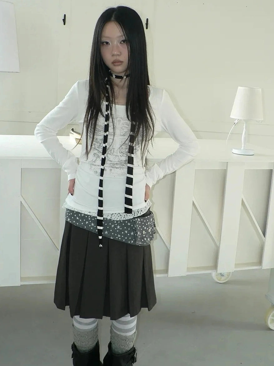 ang project Vintage Lace Trim U Neck Floral Print T-shirt T-shirt