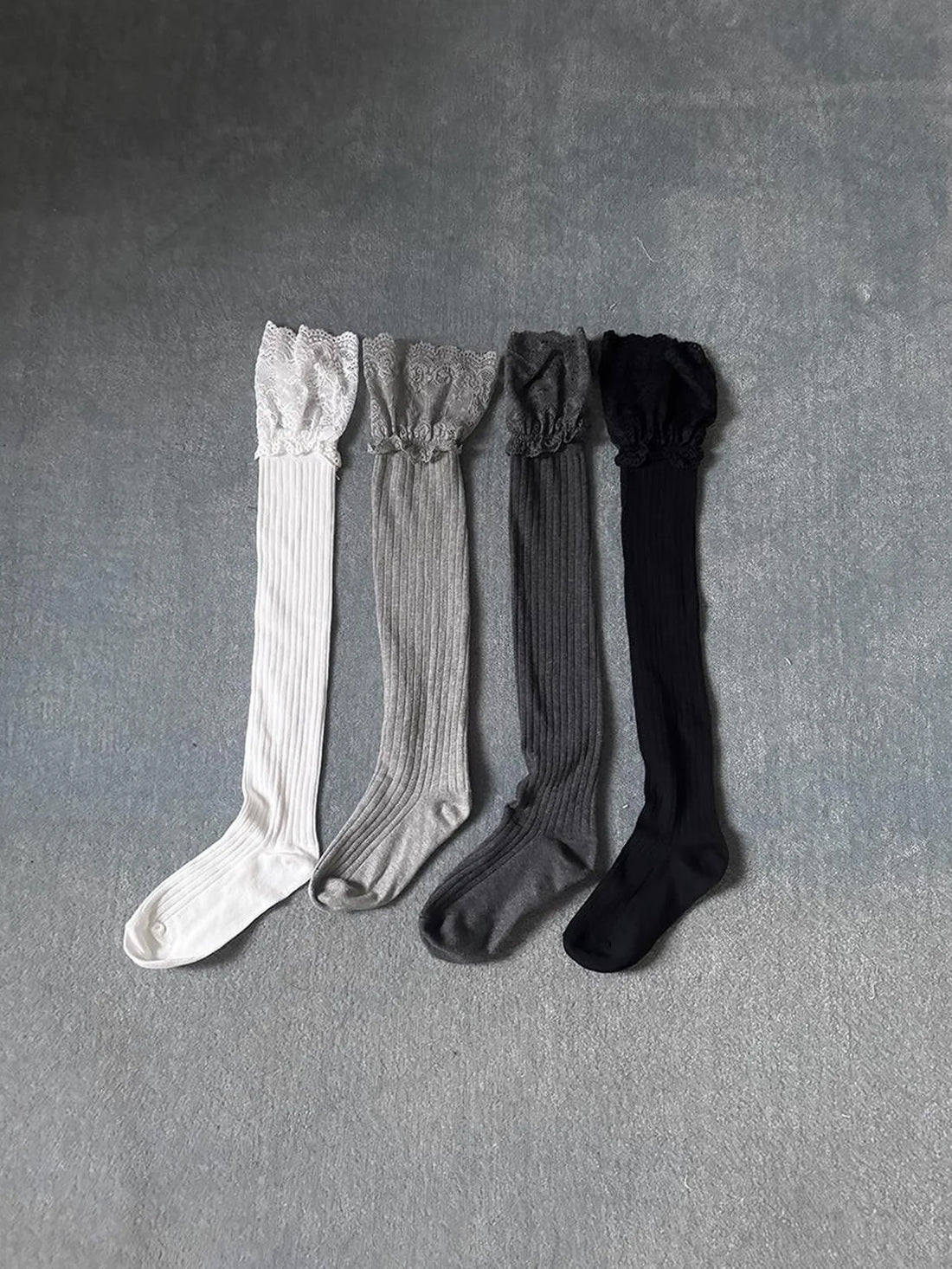 ang project Vintage Lace Trimmed Knee High Stackable Socks Leg Warmers