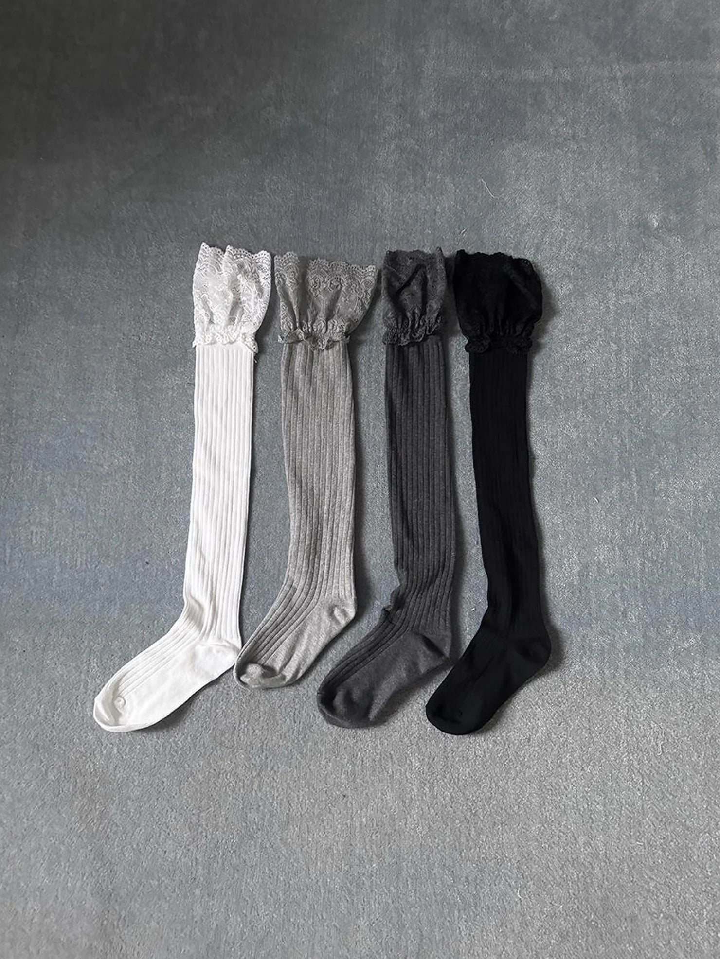 ang project Vintage Lace Trimmed Knee High Stackable Socks Leg Warmers