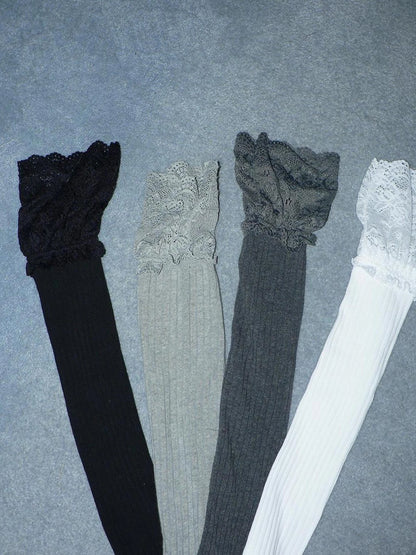 ang project Vintage Lace Trimmed Knee High Stackable Socks Leg Warmers