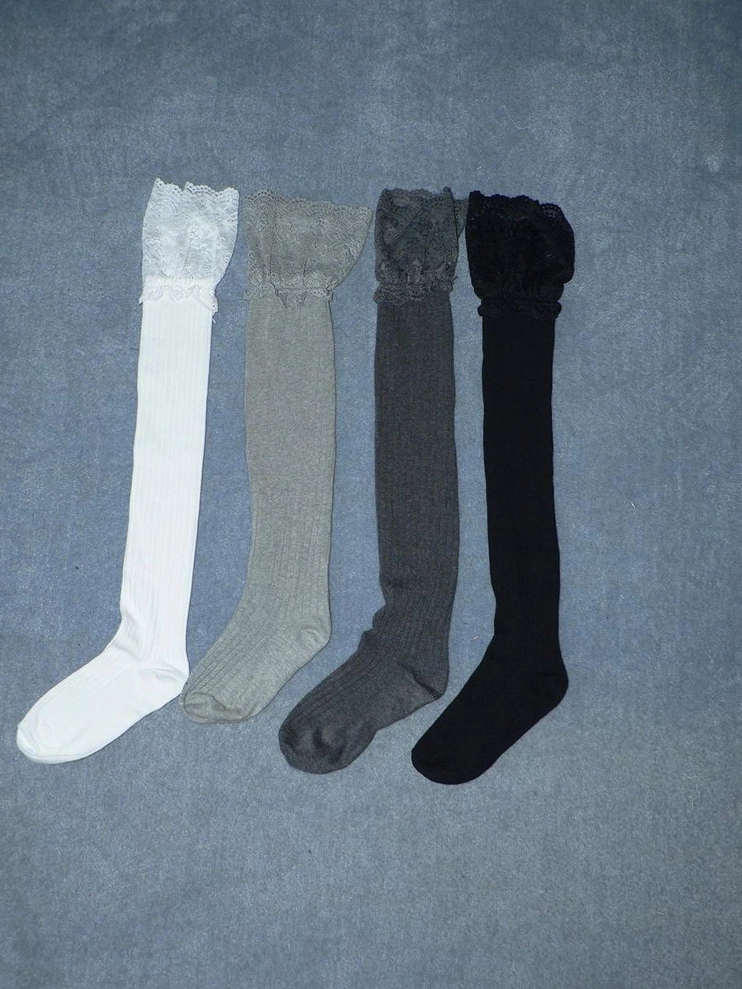 ang project Vintage Lace Trimmed Knee High Stackable Socks Leg Warmers