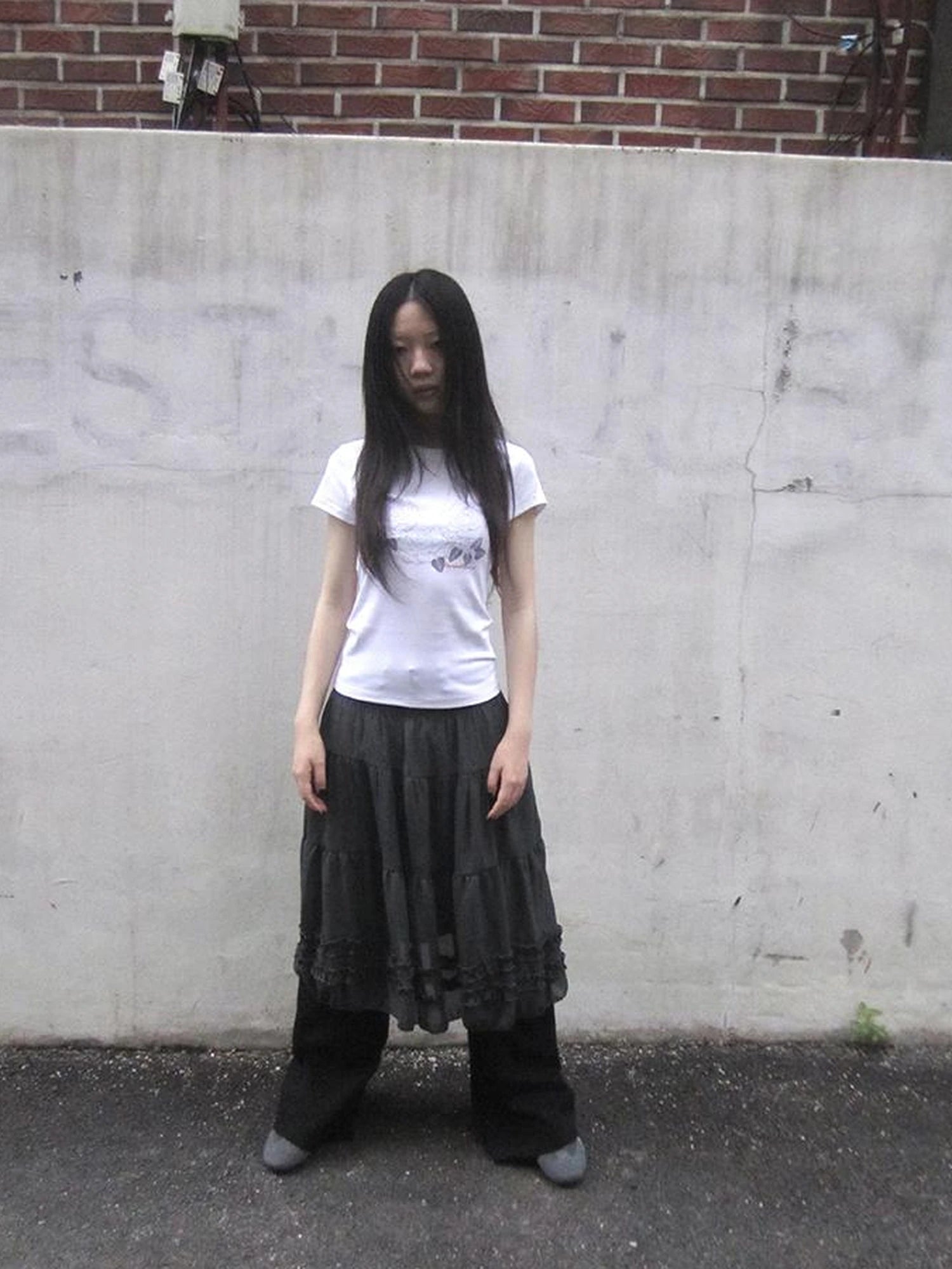 Vintage Lace Trimmed Layered Flared Mini Skirt