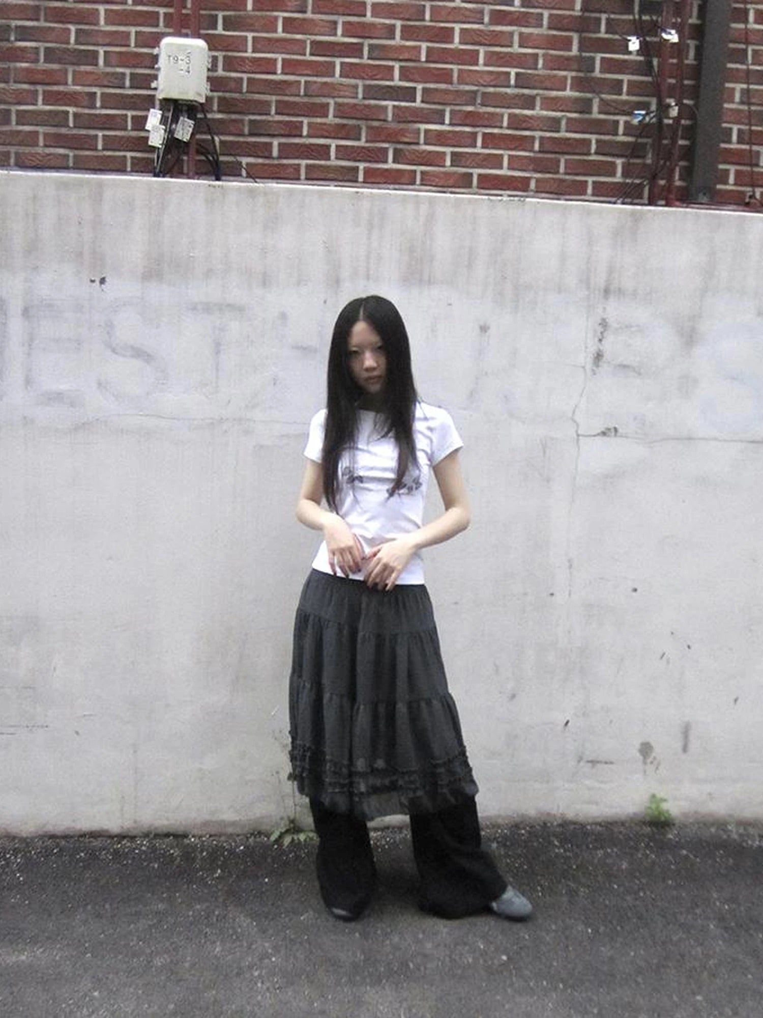 Vintage Lace Trimmed Layered Flared Mini Skirt