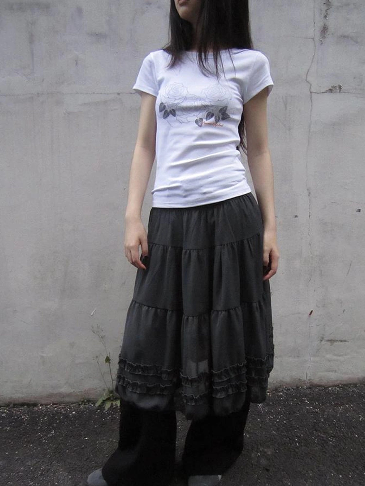 Vintage Lace Trimmed Layered Flared Mini Skirt