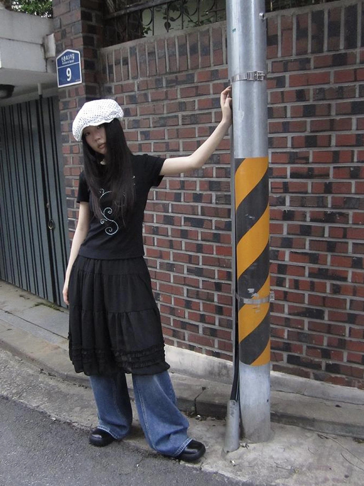 Vintage Lace Trimmed Layered Flared Mini Skirt