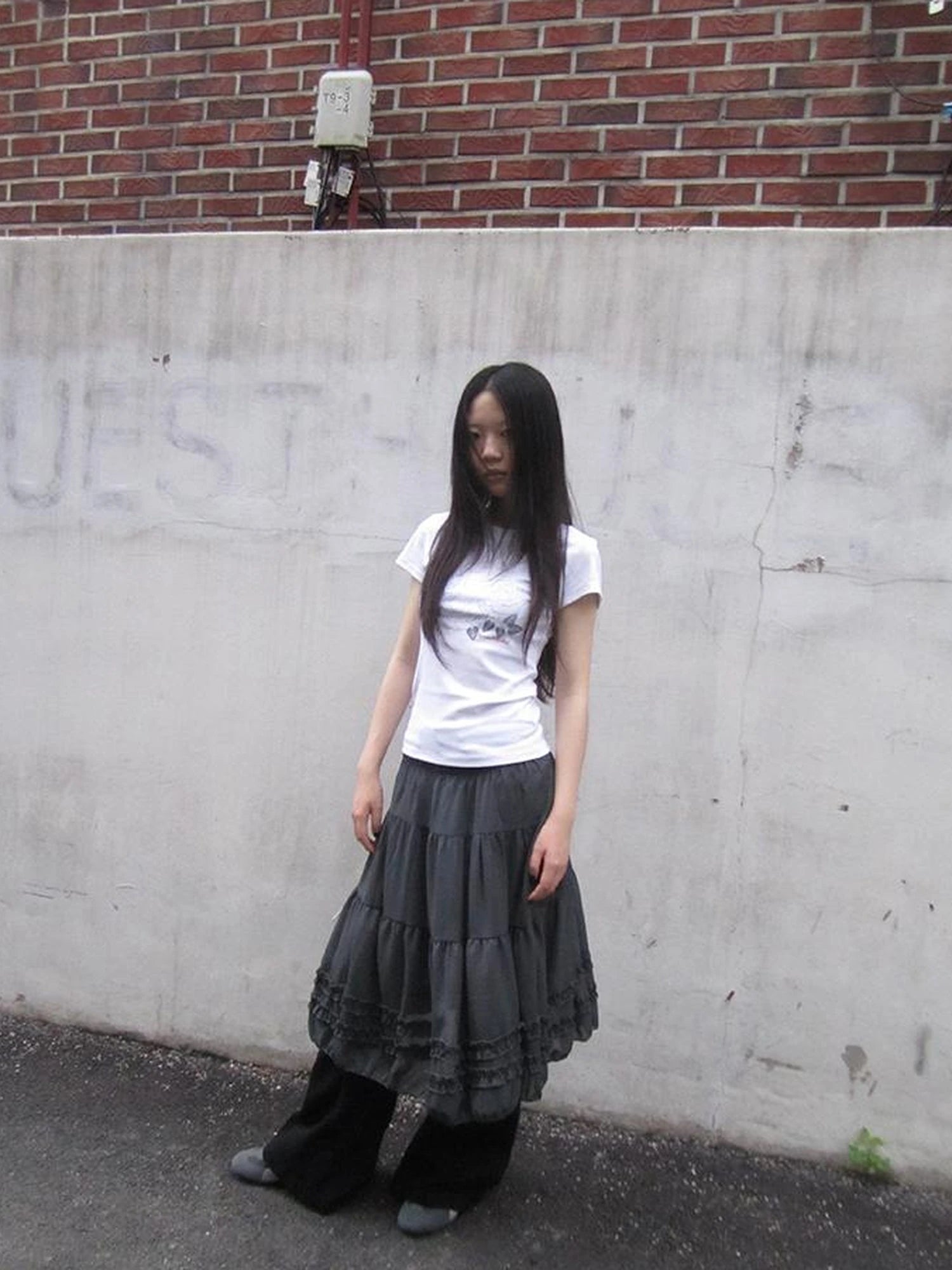 Vintage Lace Trimmed Layered Flared Mini Skirt