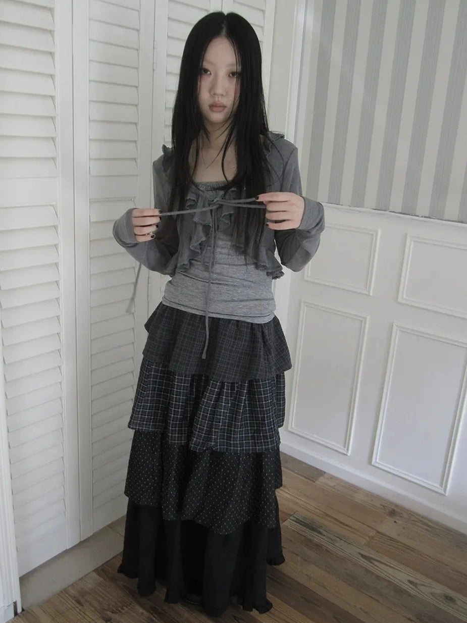 ang project Vintage Lace Trimmed Layered Two Piece Set Suits