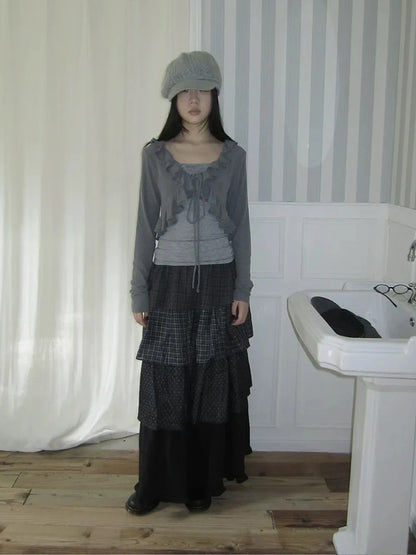 ang project Vintage Lace Trimmed Layered Two Piece Set Suits